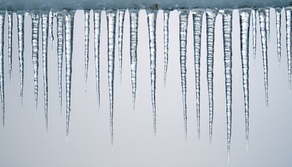 Long Icicles On Isolated Background For Overlaying On A Light Background