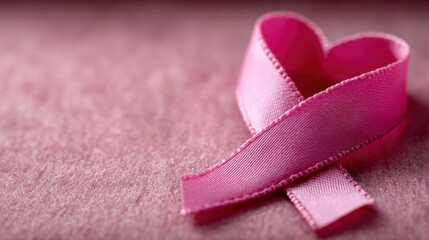 a heart-shaped ribbon on a pink background symbolizing the fight against cancer