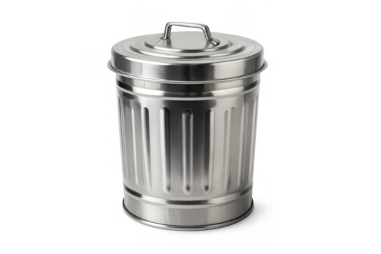 Stainless steel outdoor or indoor bin with a lid, offering a solution for waste management and keeping areas tidy