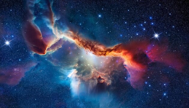 Orion Nebula In Deep Space With Colorful Nebula Clouds