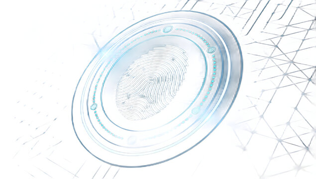 Digital fingerprint scanning security system access authentication futuristic technology illustration