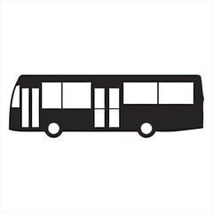 Black silhouette icon of a city bus for public transportation and travel design. Simple vector illustration of a passenger coach on a white background