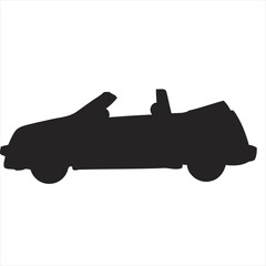 Silhouette of a convertible car, perfect for transportation, travel, and lifestyle concepts, in vector format