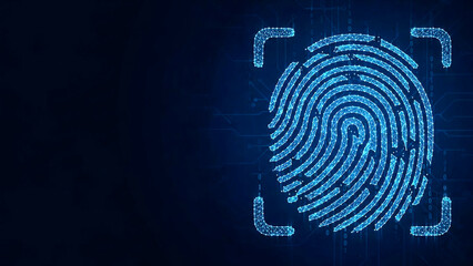 An advanced digital fingerprint for biometric security. Concept of data protection, privacy, and identity verification in cybersecurity and future technology applications and systems.