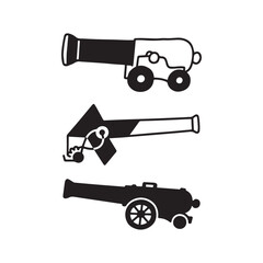 Vintage Cannon Vector Graphics Collection Historical Artillery Silhouettes for Design Projects.