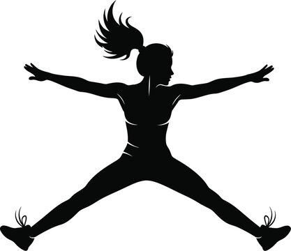 Silhouette of a woman performing a jumping jack
