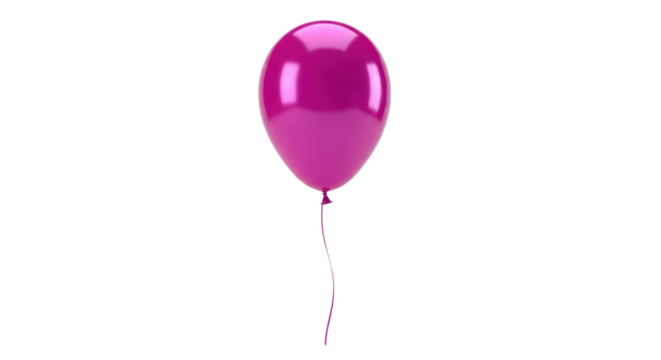 Isolated magenta shiny balloon floats in the air, party decoration, festive occasion