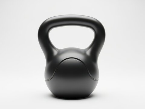 Black kettlebell weight for fitness and strength training isolated on white background