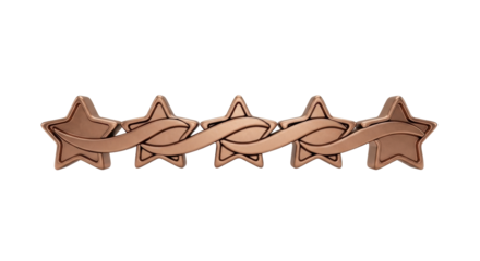 Isolated, antique metallic five-star design motif for use as a badge, medal, or rank emblem