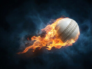 Fiery Cricket Ball: The intensity of a cricket match is captured in this image, where a cricket ball is engulfed in flames.
