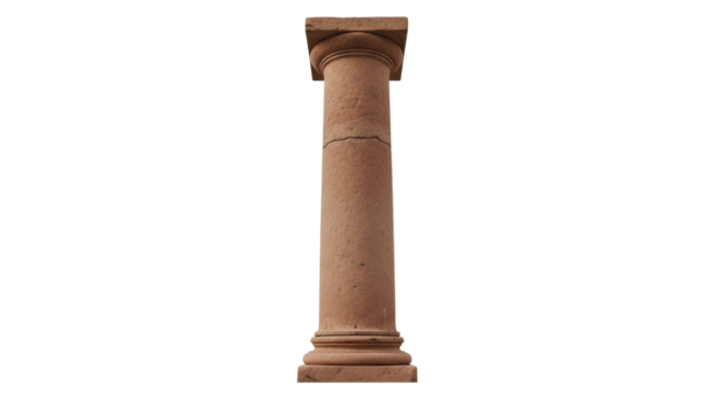 Isolated architectural column in studio lighting, single classical pillar with brown stone