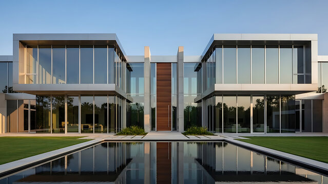 Modern home with pool facade