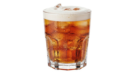 Isolated glass of cold brew coffee with foam and ice perfect for a refreshing drink photo