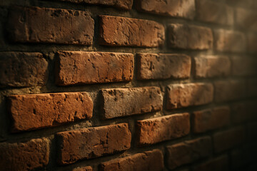 Close-up of a weathered brick wall with a shallow depth of field