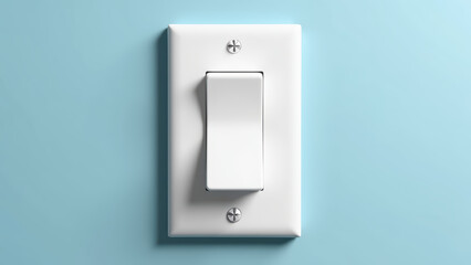 Modern light switch on blue wall, showcasing simplicity and functionality in home design