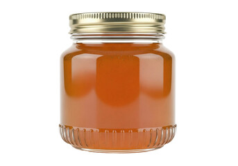 Isolated jar of fruit spread preserves, orange marmalade, filled with natural honey, food store