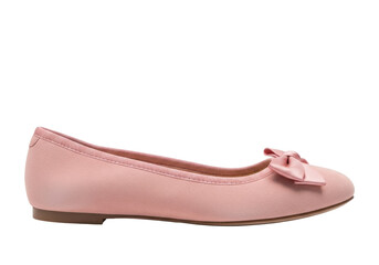 Isolated pink ballet flat with bow on seamless surface for Adobe Stock collection