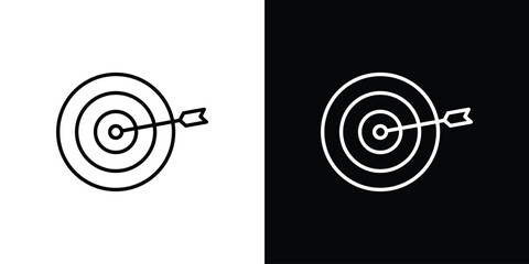 Aim icons set with editable black and white stroke line style for ui designs