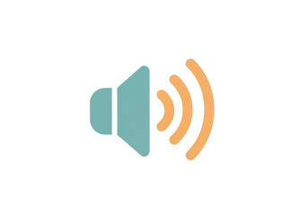 Isolated speaker icon with sound waves, audio symbol and loudness control, speakerphone symbol