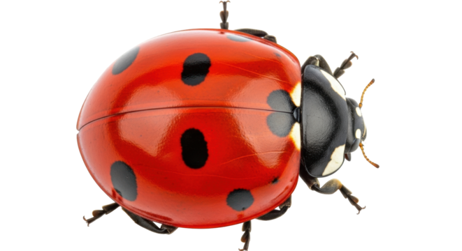 Isolated Ladybug with Black Spots close-up insect, beetle, garden bug, lucky, macro studio shot