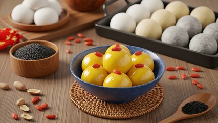 Tangyuan and yuanxiao traditional chinese dessert for lantern festival