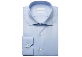 Isolated light blue dress shirt folded neatly, buttoned cuffs, formal or casual apparel