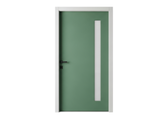 Isolated wood door, sleek interior design element for modern home or office renovation project