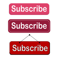 Vector set of subscribe buttons in multiple styles, perfect for YouTube thumbnails, UI elements, and social media prompts.