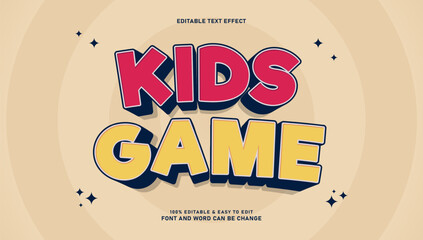 Kids Game Editable Text Effect Style. Fun 3D Text Style for Children's Products, Party, and Cartoon Titles