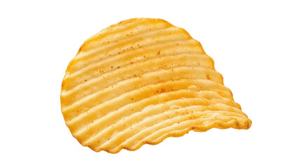 Isolated rippled golden potato chip snack for food photography and graphic design projects