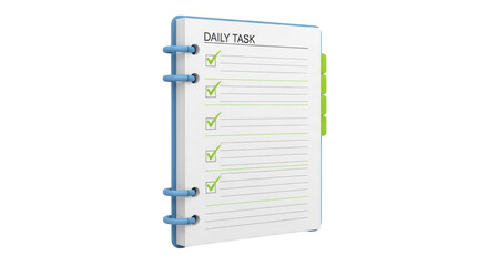Isolated Daily Task Planner with Checkmarks Showing Completion of Work Agenda Goals