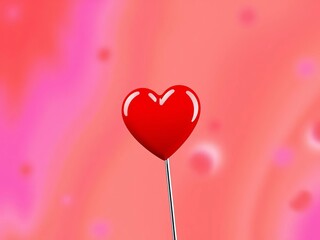 Heart icon on red pin for social media love notification, engagement, icon