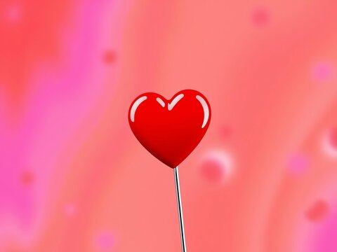 Heart icon on red pin for social media love notification, engagement, icon