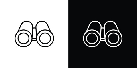 Binoculars icons set with editable black and white stroke line style for ui designs
