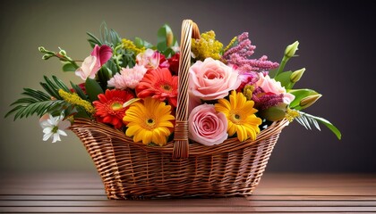 Obraz premium Flowers Arrangement In A Basket