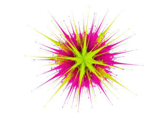 Isolated burst of bright neon splashes, modern abstract colorful explosion design element