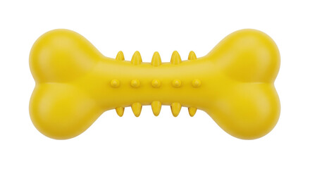 Isolated yellow dog chew bone toy on a seamless background, ideal for pet products design