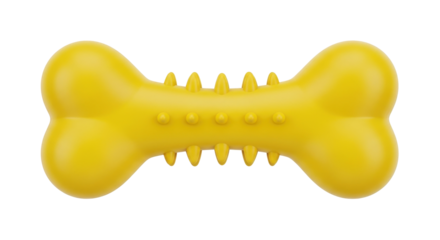 Isolated yellow dog chew bone toy on a seamless background, ideal for pet products design