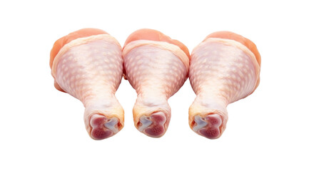 Isolated fresh uncooked chicken drumsticks for cooking and frying in commercial food service