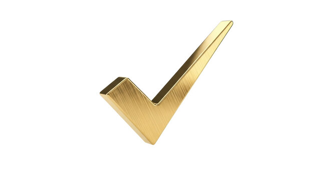 Isolated Gold Check Mark Confirmation Symbol Approval Acceptance Tick Agreement Sign Design Object
