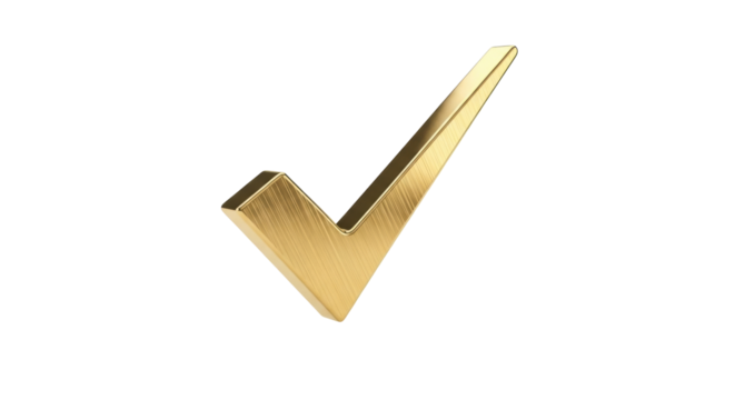 Isolated Gold Check Mark Confirmation Symbol Approval Acceptance Tick Agreement Sign Design Object