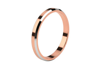 Isolated two-tone rose gold ring, simple wedding band, engagement jewelry with inlay, classic design