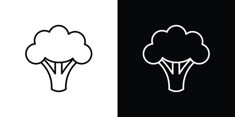 Broccoli icons set with editable black and white stroke line style for ui designs