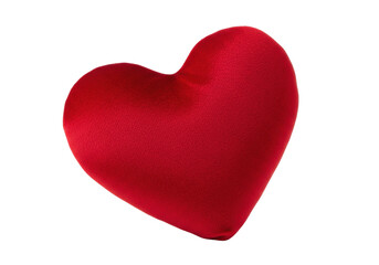 Isolated red heart-shaped pillow for romantic love, Valentine's Day gift or anniversary present
