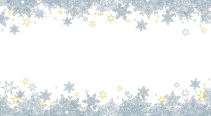 snowflakes and stars border isolated vector illustration