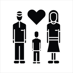 Abstract concept of family values and togetherness, showcased through a minimalist icon of a mother, father, and child united by love and a shared home