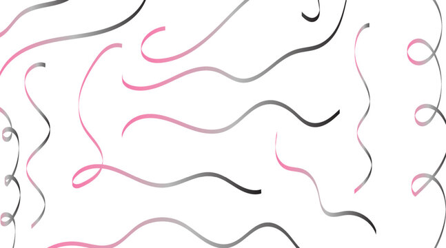 Soft gradient pink and gray ribbon shapes forming elegant curved lines across a minimal abstract background