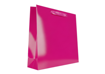 Isolated magenta gift bag, present carrier with handles, shopping bag, birthday favor
