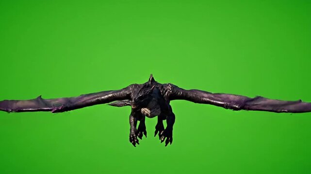 Majestic dragon soars against a vibrant green screen ready for visual effects, perfect for fantasy films or compelling game design projects