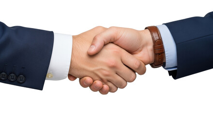Isolated Handshake signifying deal agreement, good business etiquette or professional greeting
